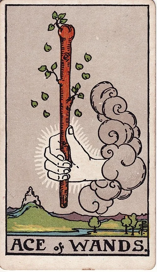 Ace of Wands from the historical Rider–Waite–Smith deck