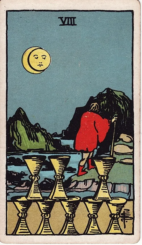 Eight of Cups from the historical Rider–Waite–Smith deck