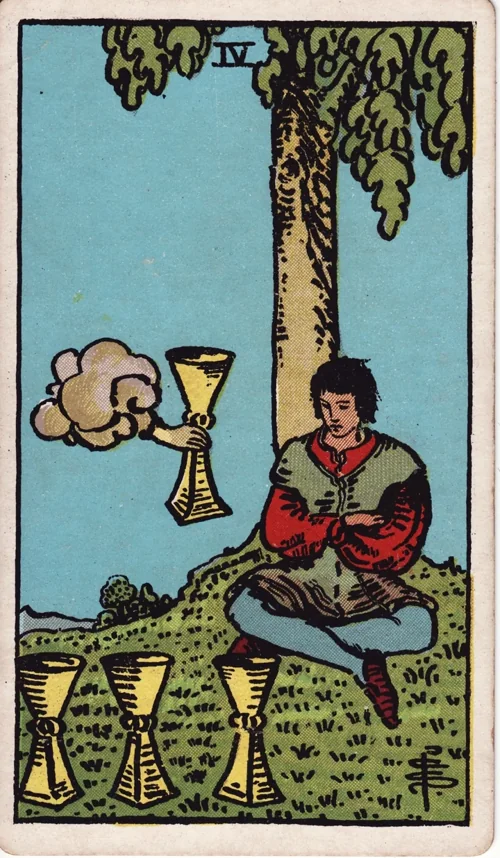 Four of Cups from the historical Rider–Waite–Smith deck