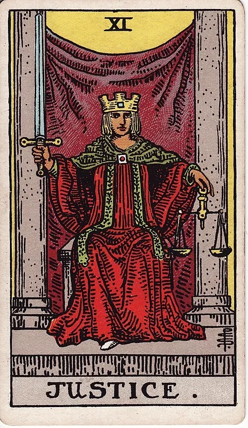 Justice from the historical Rider–Waite–Smith deck