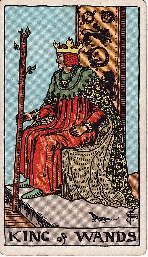 King of Wands from the historical Rider–Waite–Smith deck