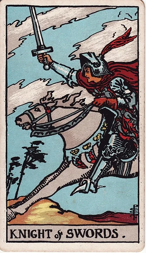 Knight of Swords from the historical Rider–Waite–Smith deck