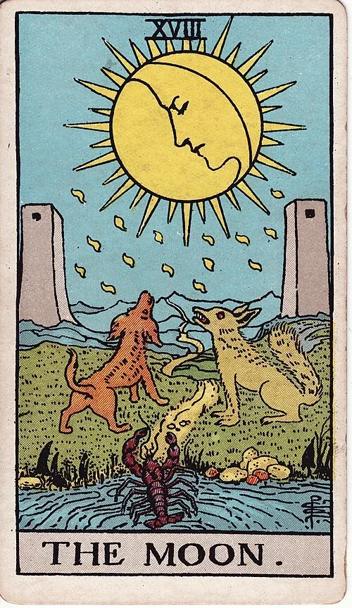 The Moon from the historical Rider–Waite–Smith deck