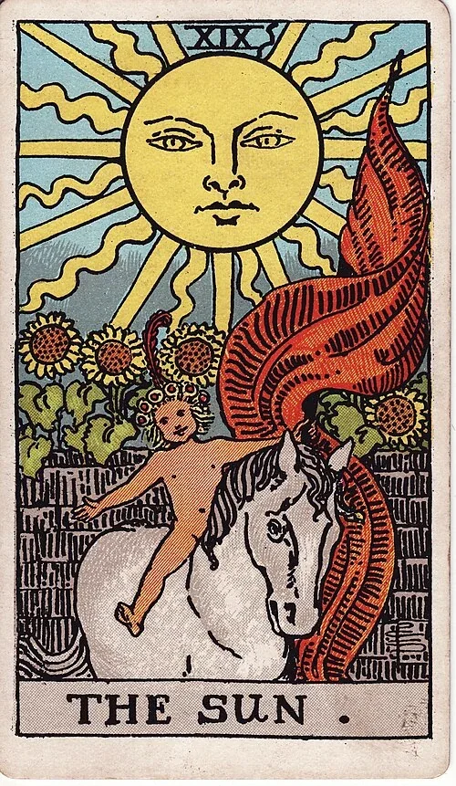 The Sun, historical Rider–Waite–Smith artwork by Pamela Colman Smith